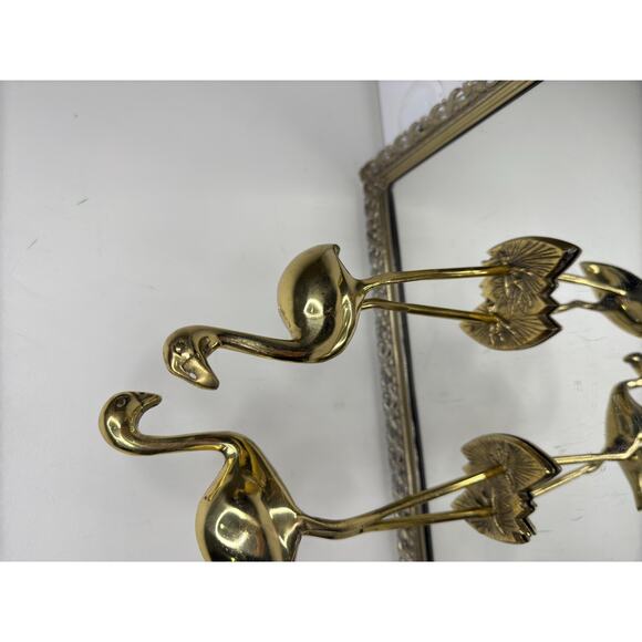 Rare Set of 2 brass flamingos - Netherlands, 1960 - yellow copper bird statues - Picture 2 of 9